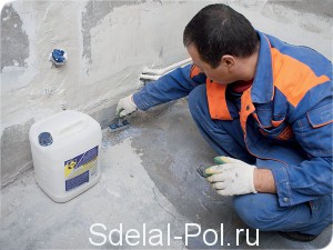 Нанесение грунтовки на подготовленный пол Нанесение грунтовки на подготовленный пол