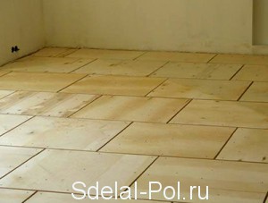 Пол выровненный фанерой Пол выровненный фанерой